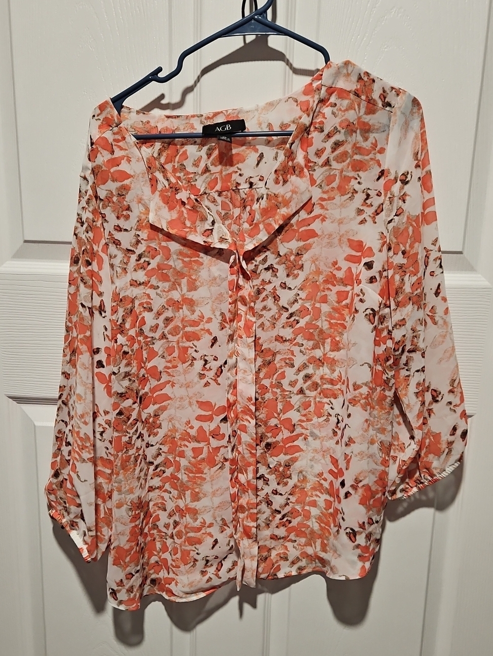 AGB Coral and Cream Floral Blouse